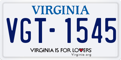 VA license plate VGT1545