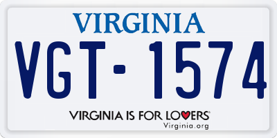 VA license plate VGT1574