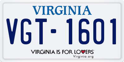 VA license plate VGT1601