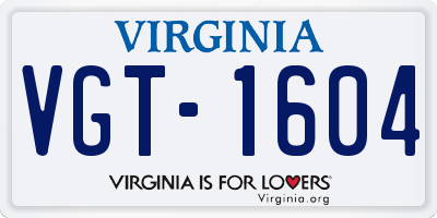 VA license plate VGT1604