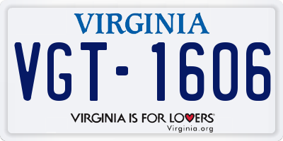 VA license plate VGT1606