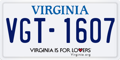 VA license plate VGT1607