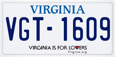 VA license plate VGT1609
