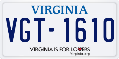 VA license plate VGT1610