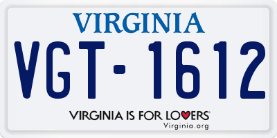 VA license plate VGT1612