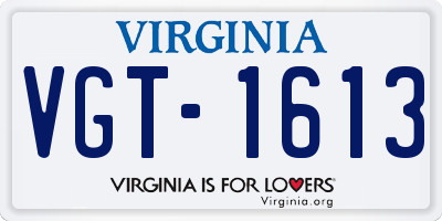 VA license plate VGT1613