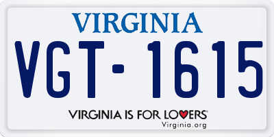 VA license plate VGT1615
