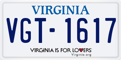 VA license plate VGT1617