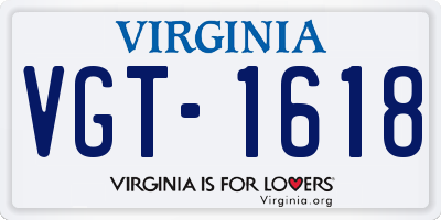 VA license plate VGT1618