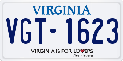 VA license plate VGT1623