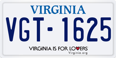 VA license plate VGT1625