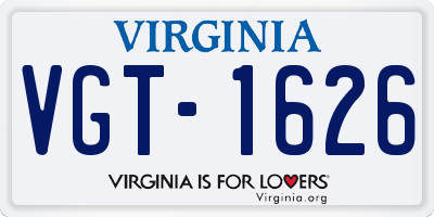 VA license plate VGT1626