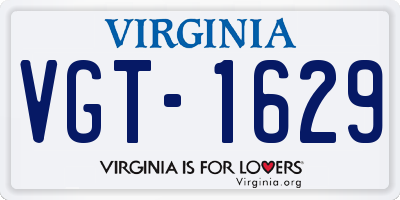 VA license plate VGT1629