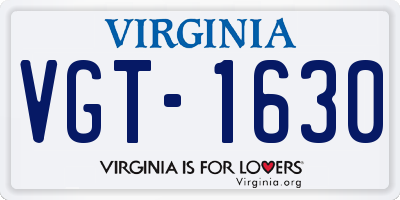 VA license plate VGT1630