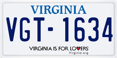 VA license plate VGT1634