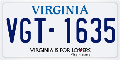 VA license plate VGT1635