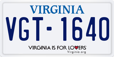 VA license plate VGT1640