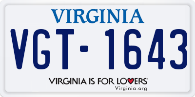 VA license plate VGT1643