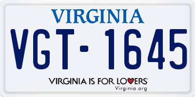VA license plate VGT1645