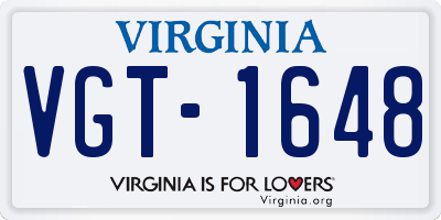 VA license plate VGT1648