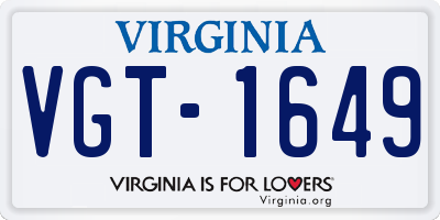 VA license plate VGT1649