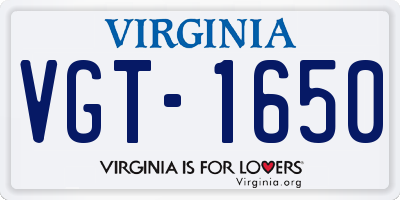 VA license plate VGT1650