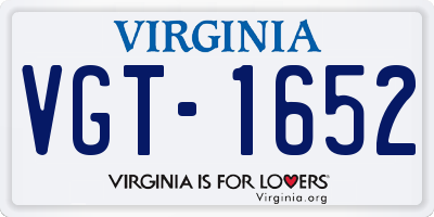 VA license plate VGT1652