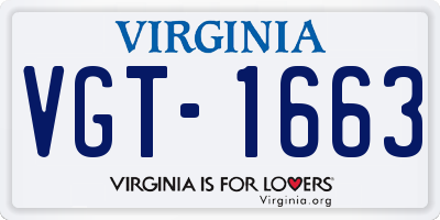 VA license plate VGT1663