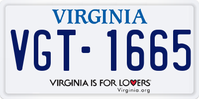 VA license plate VGT1665