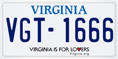 VA license plate VGT1666