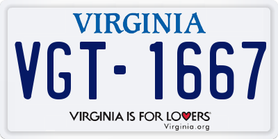 VA license plate VGT1667