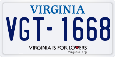 VA license plate VGT1668