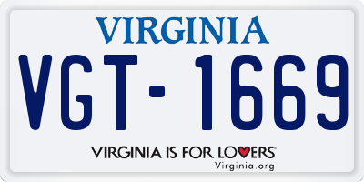VA license plate VGT1669