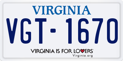 VA license plate VGT1670