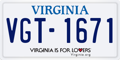 VA license plate VGT1671