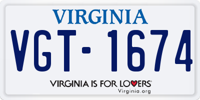 VA license plate VGT1674