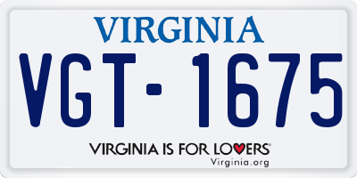 VA license plate VGT1675