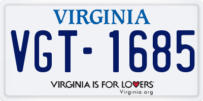 VA license plate VGT1685