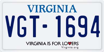 VA license plate VGT1694