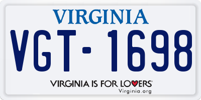 VA license plate VGT1698