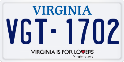 VA license plate VGT1702