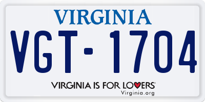 VA license plate VGT1704