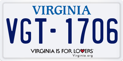 VA license plate VGT1706