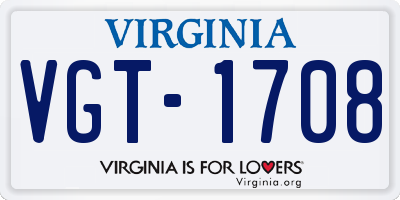 VA license plate VGT1708