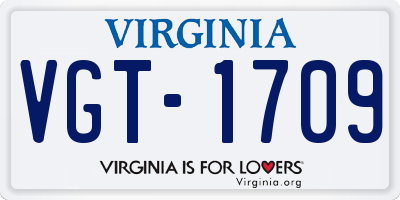 VA license plate VGT1709