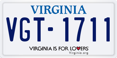 VA license plate VGT1711