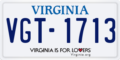 VA license plate VGT1713
