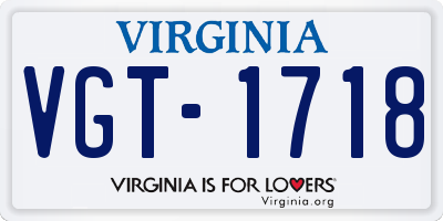VA license plate VGT1718