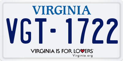 VA license plate VGT1722