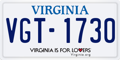 VA license plate VGT1730